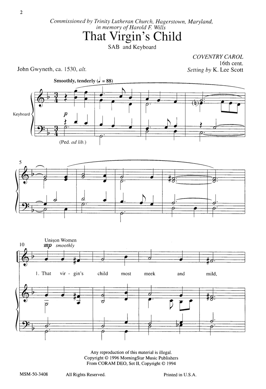 That Virgin's Child 3-Part scores gallery preview page 1