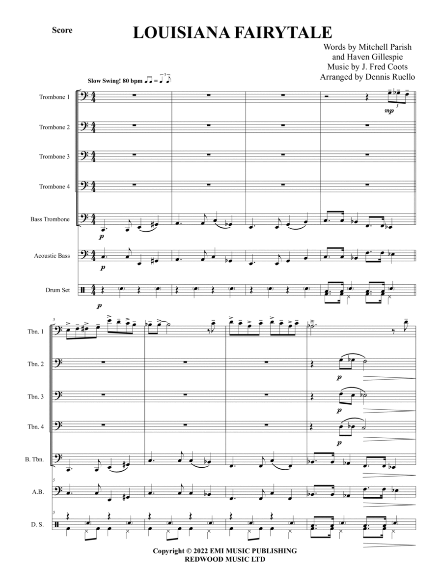Louisiana Fairy Tale Trombone scores gallery preview page 1