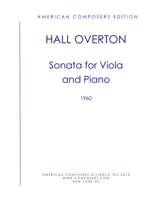 Book cover for [Overton] Sonata for Viola and Piano
