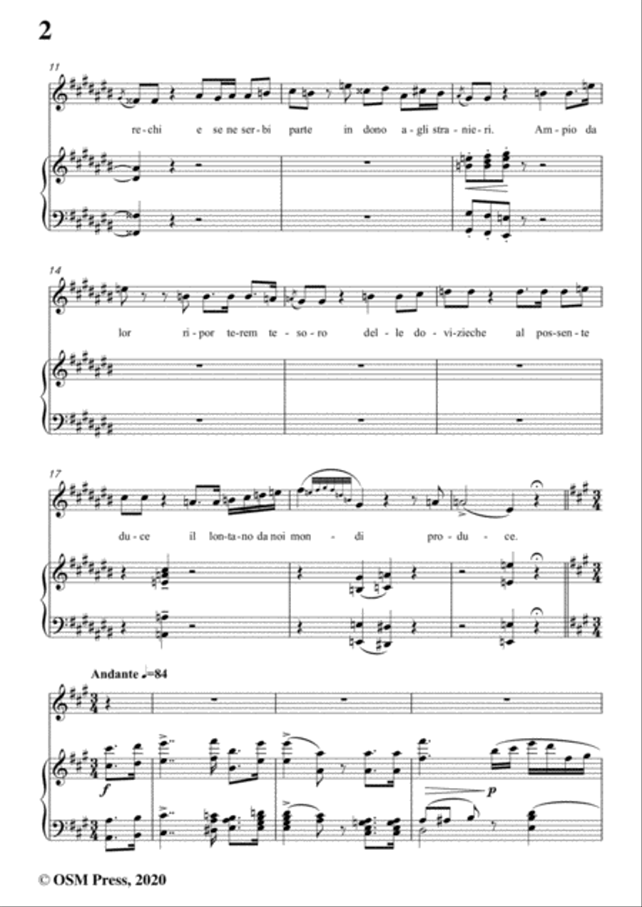 Donizetti-Ne ornera la bruna chioma,in A Major,for Voice and Piano Voice Solo scores gallery preview page 4