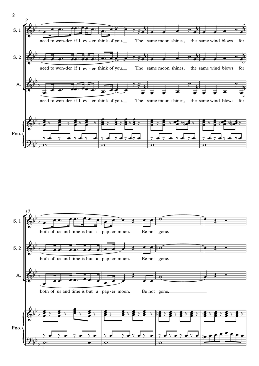 Teo Torriatte (let Us Cling Together) SSA scores gallery preview page 2