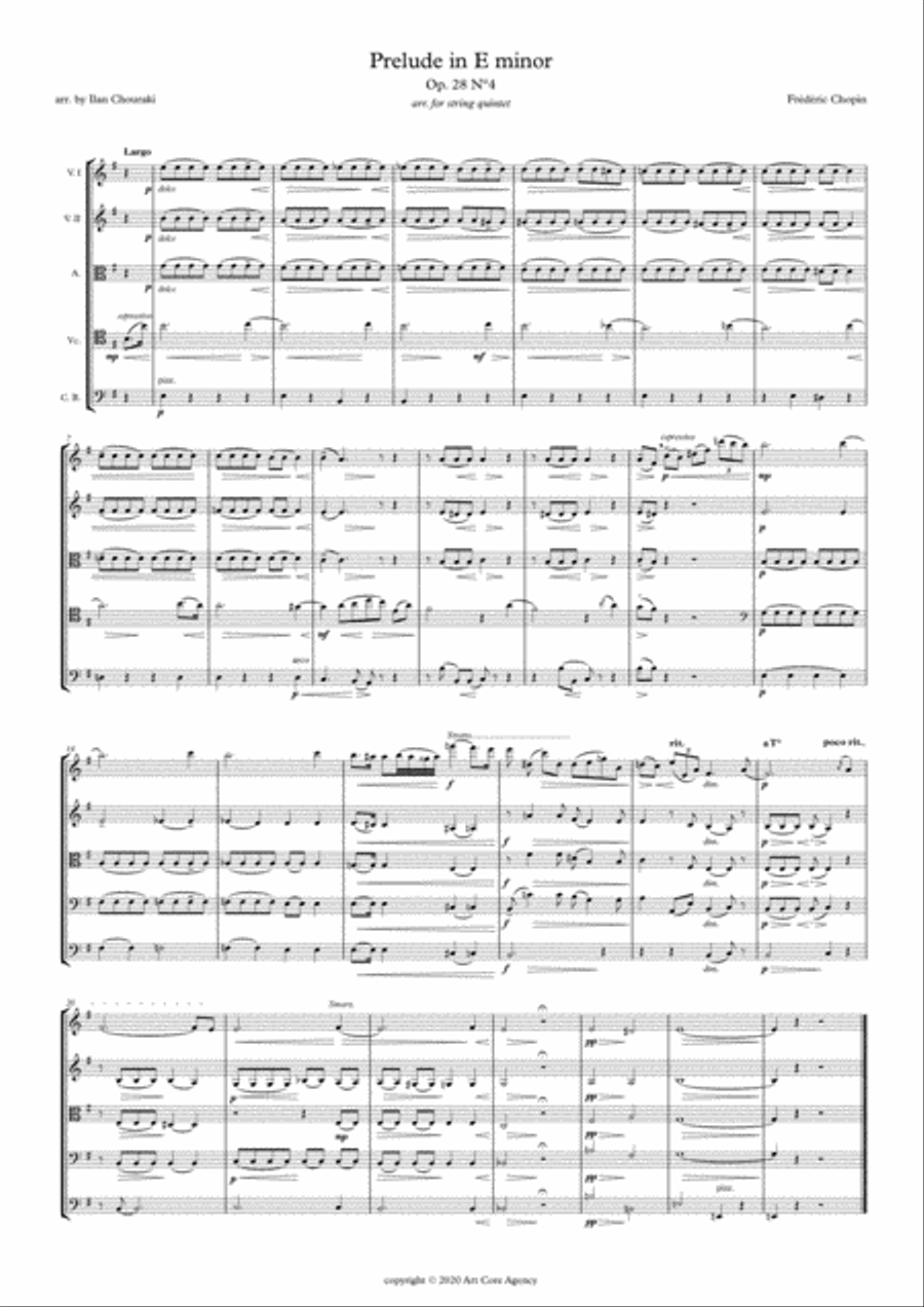 Prelude in E minor Op.28 n°4 for String Orchestra (Quintet) String Orchestra scores gallery preview page 2
