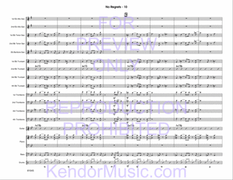 No Regrets (Full Score) Jazz Ensemble scores gallery preview page 11