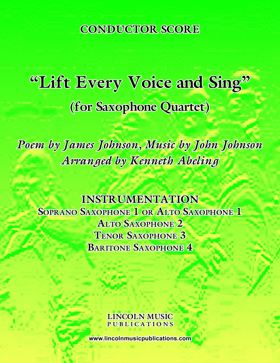 Lift Every Voice and Sing (for Saxophone Quartet SATB or AATB) Saxophone Quartet scores gallery preview page 1