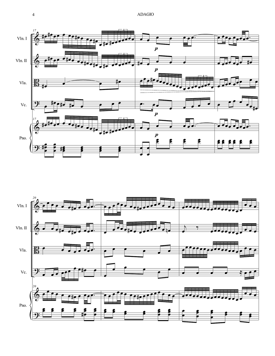 ADAGIO PER OBOE E ARCHI - A. Marcello - Arr. for String Quartet and Piano/Organ ADAGIO PER OBOE E ARCHI - A. Marcello - Arr. for String Quartet and Piano/Organ Chamber Orchestra scores gallery preview page 4