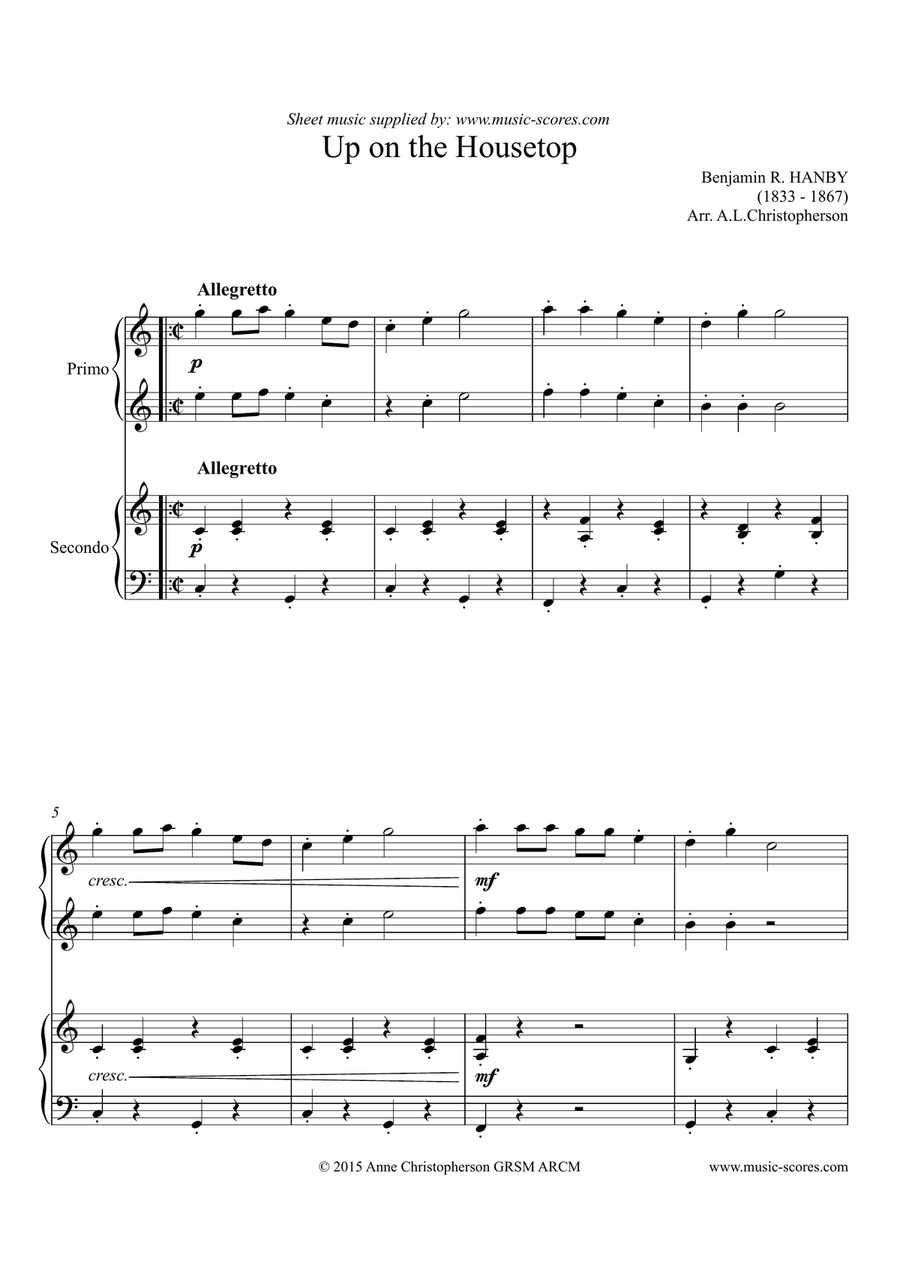 Up on the Housetop - Piano Duet Easy Piano scores gallery preview page 1