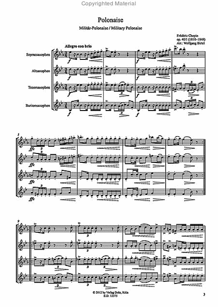 Militär-Polonaise op. 40/1 (für Saxophonquartett (SATBar))
