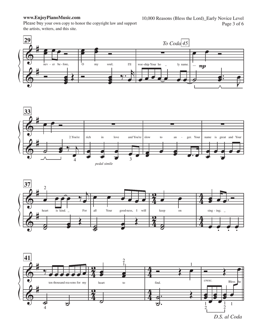 10,000 Reasons (Bless The Lord) Piano Method scores gallery preview page 4