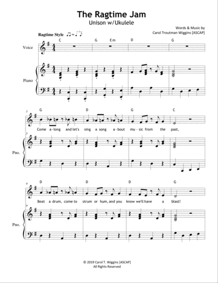 The Ragtime Jam The Ragtime Jam Unison Choir scores gallery preview page 1