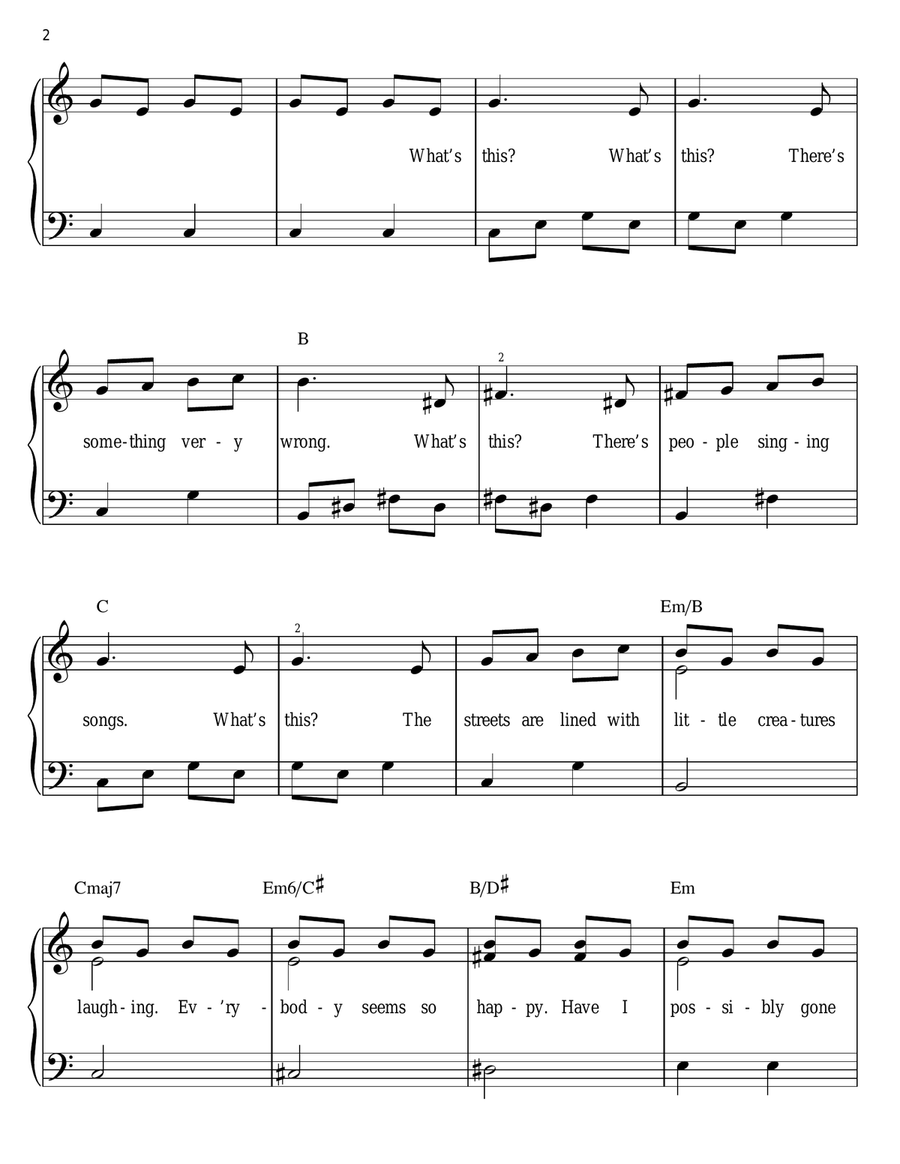 What's This? (from The Nightmare Before Christmas) Easy Piano scores gallery preview page 2