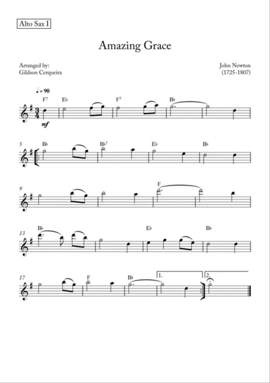 Amazing Grace Saxophone Quartet scores gallery preview page 3