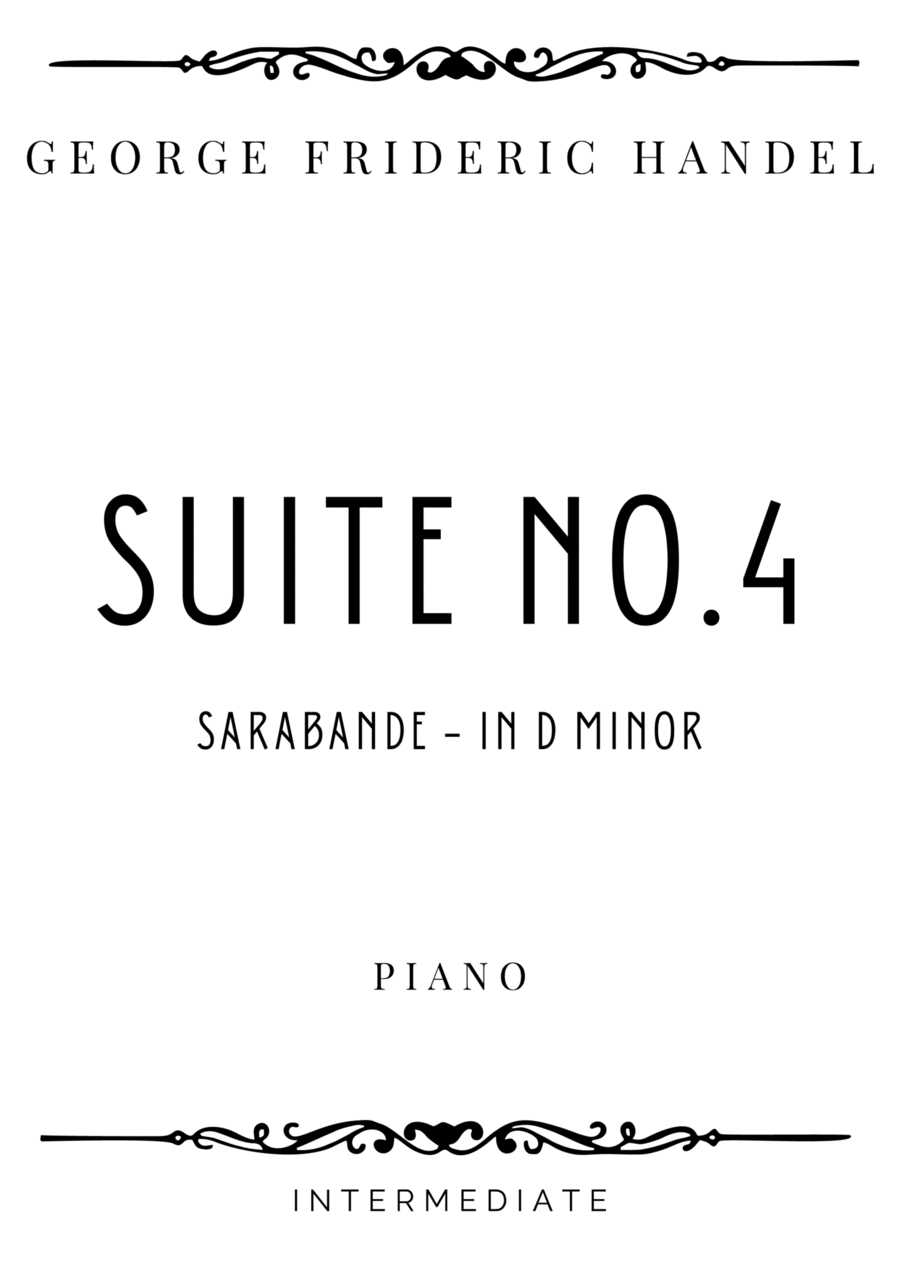 Handel - Sarabande from Suite in D Minor HWV 437 - Intermediate Piano Solo scores gallery preview page 1