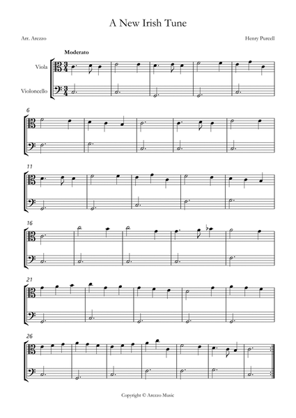 purcell z 646 a new irish tune Viola and Cello sheet music for beginners image number null