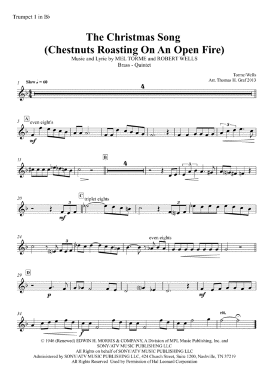 The Christmas Song (Chestnuts Roasting On An Open Fire) Horn scores gallery preview page 4