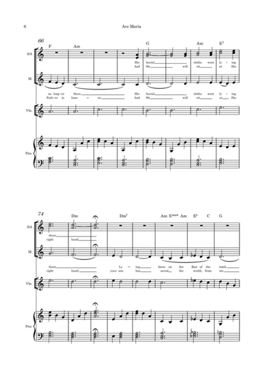 Ave Maria Easter Version Solo with SA, violin or flute or cello and piano image number null