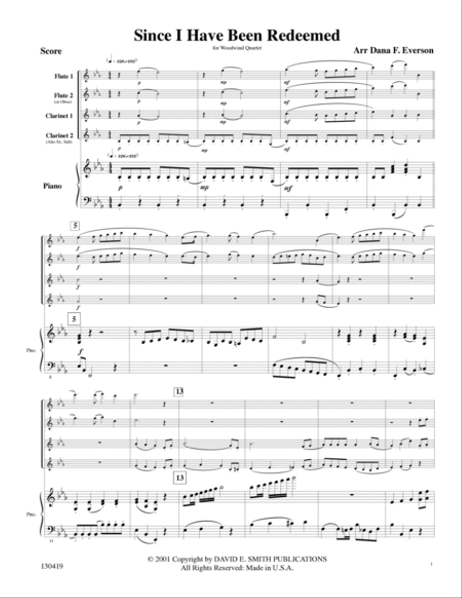 Since I Have Been Redeemed Woodwind Quartet scores gallery preview page 2