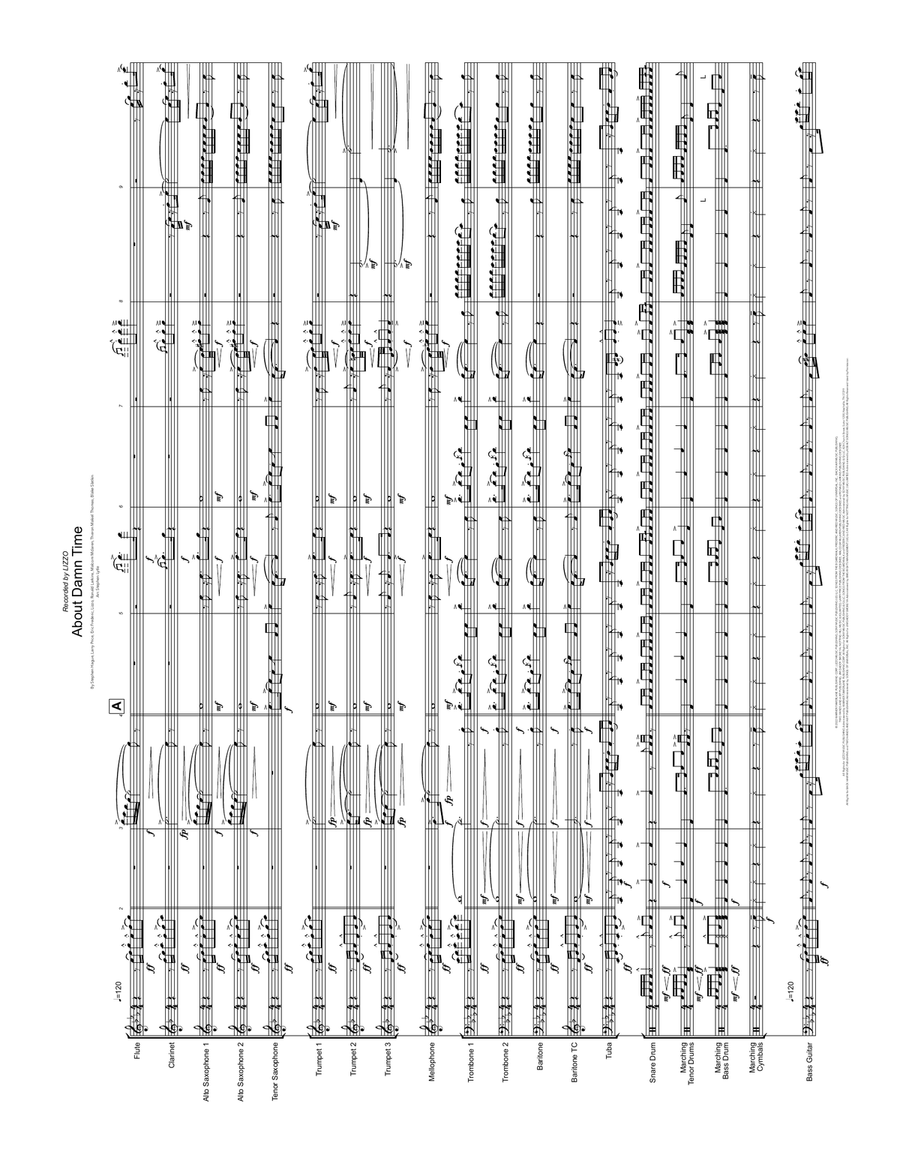 About Damn Time Marching Band scores gallery preview page 1
