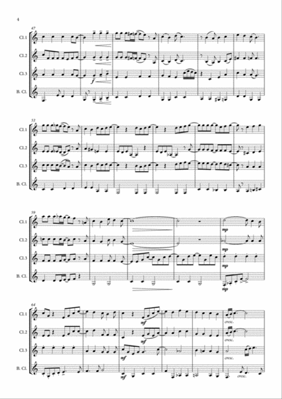 Thank You For The Music Clarinet Quartet scores gallery preview page 4