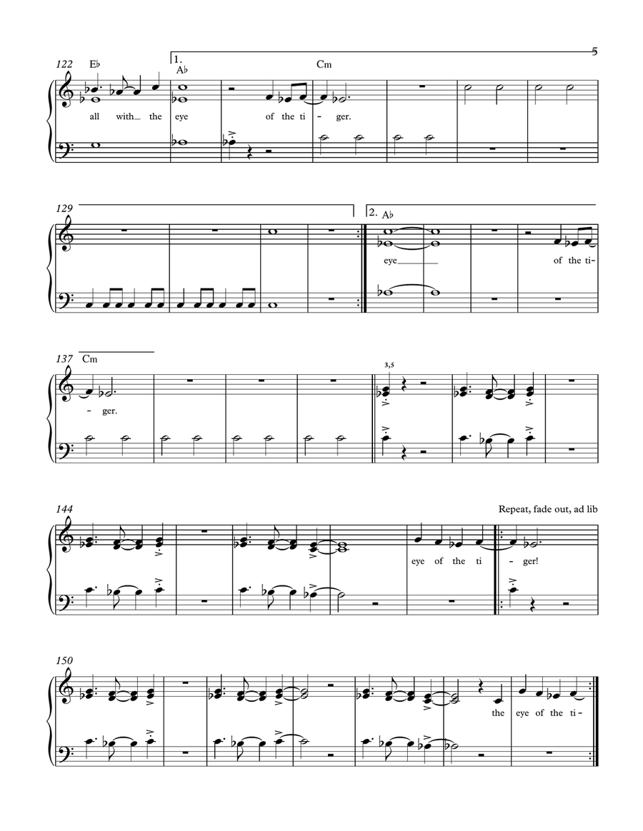 Eye Of The Tiger Easy Piano scores gallery preview page 5