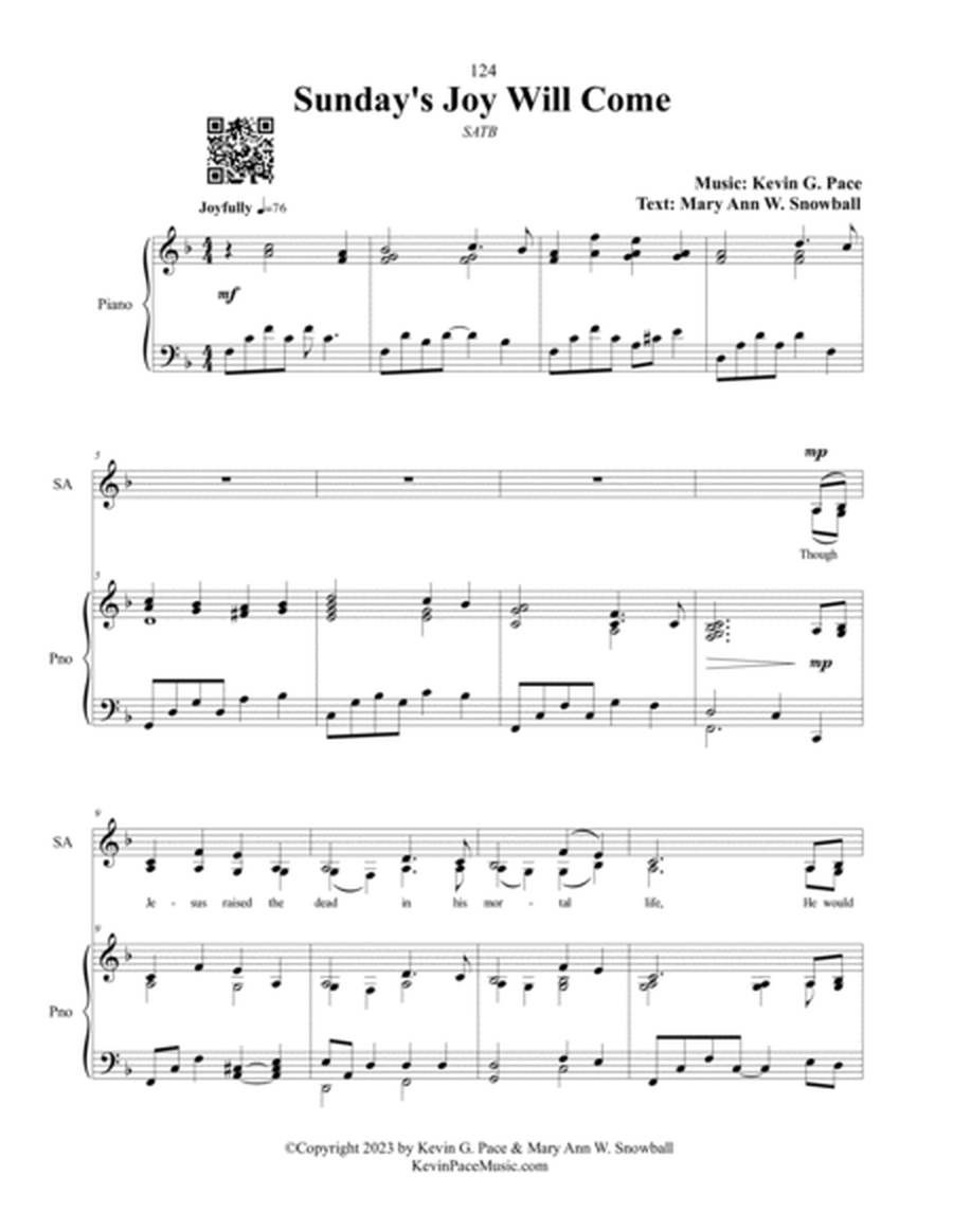 Sunday's Joy Will Come, sacred music for SATB choir image number null