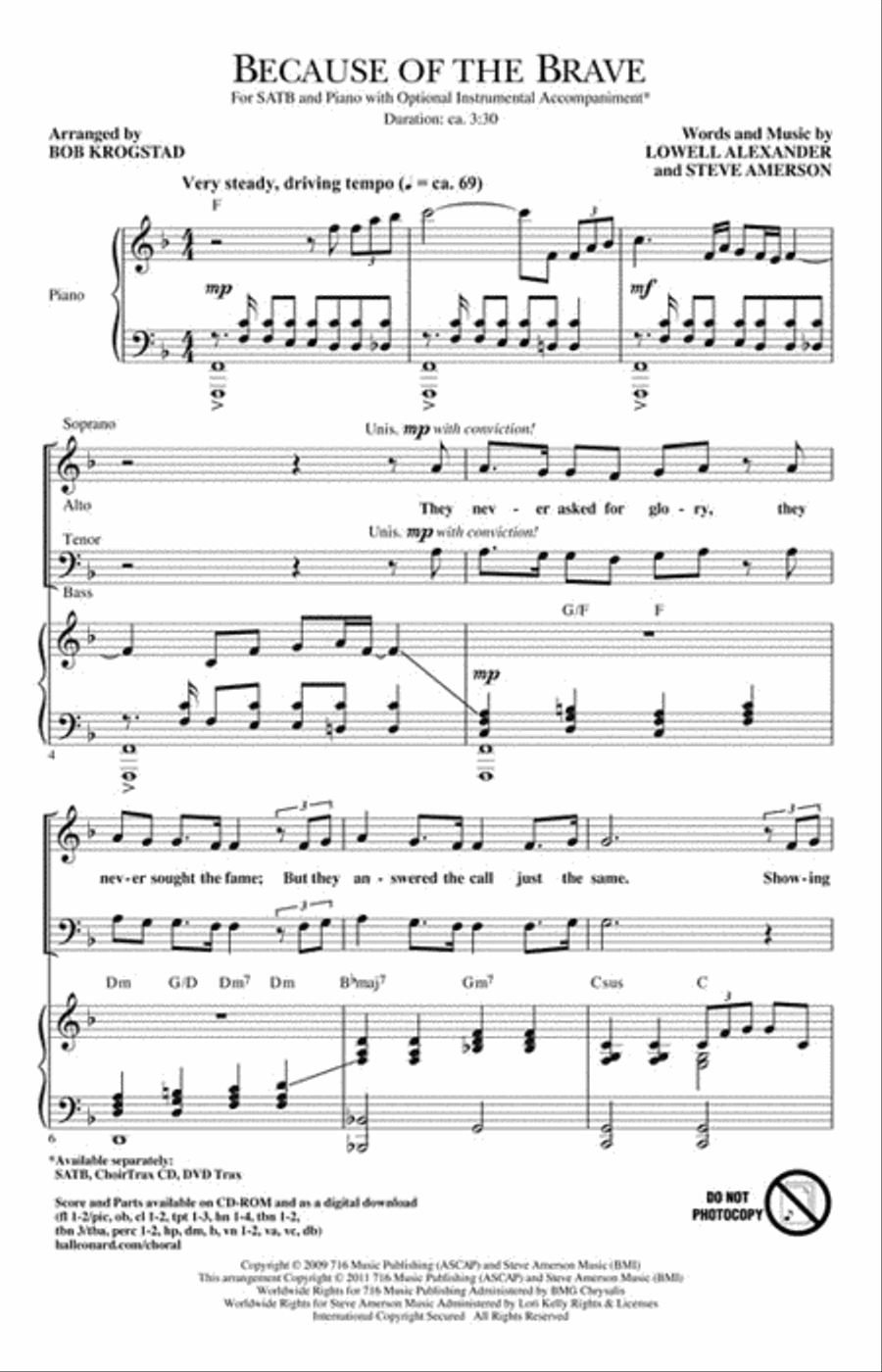 Because of the Brave Because of the Brave 4-Part scores gallery preview page 2