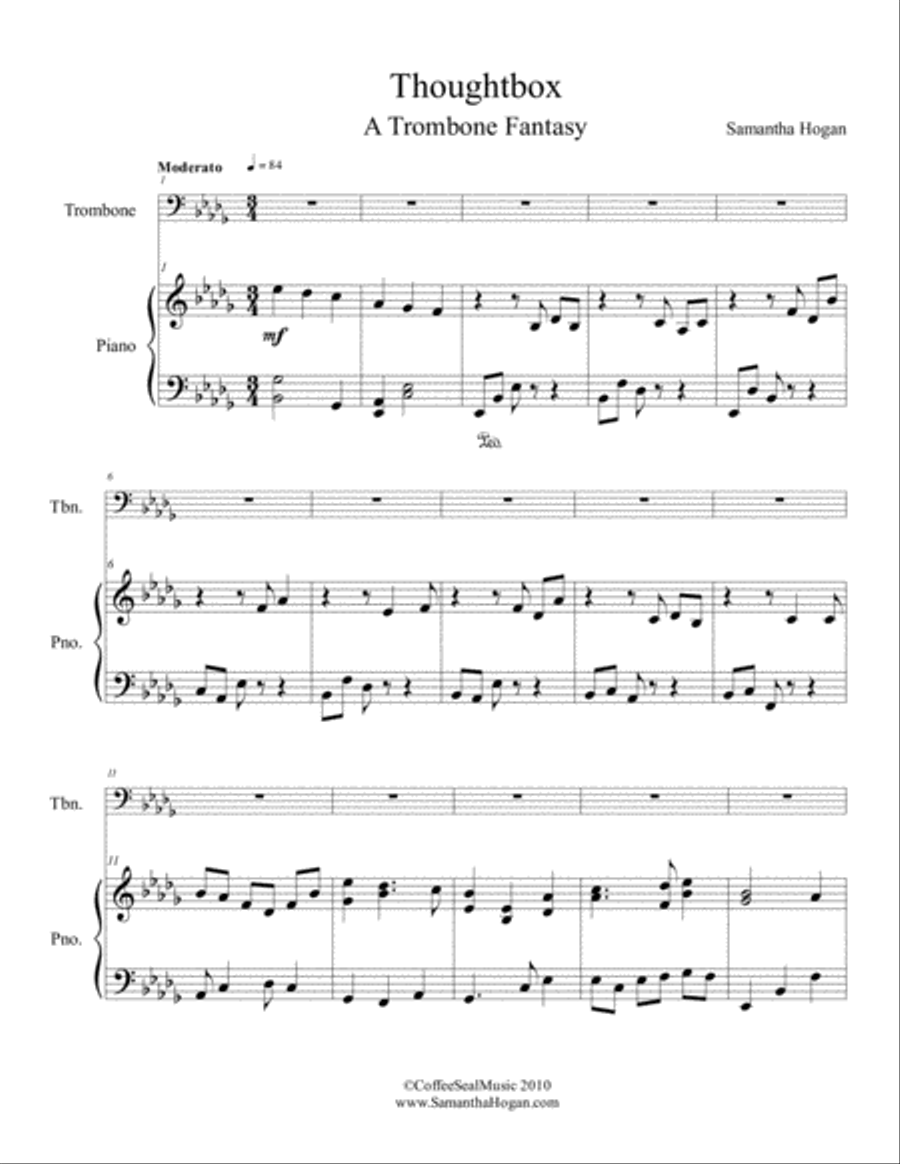 Thought Box for Solo Trombone Piano scores gallery preview page 3