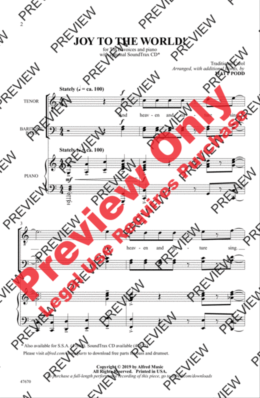 Joy to the World! Men's Choir scores gallery preview page 2
