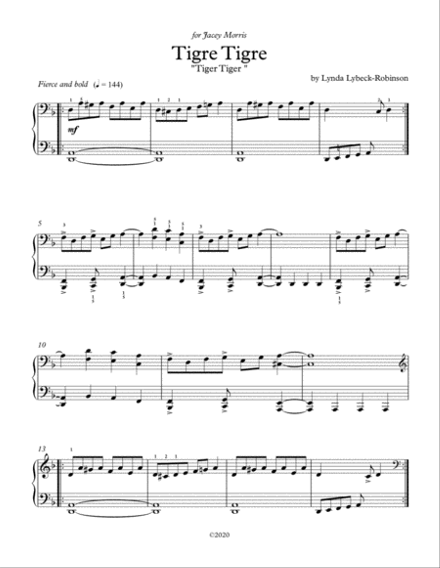 Tigre Tigre (Tiger Tiger) Piano Solo scores gallery preview page 1