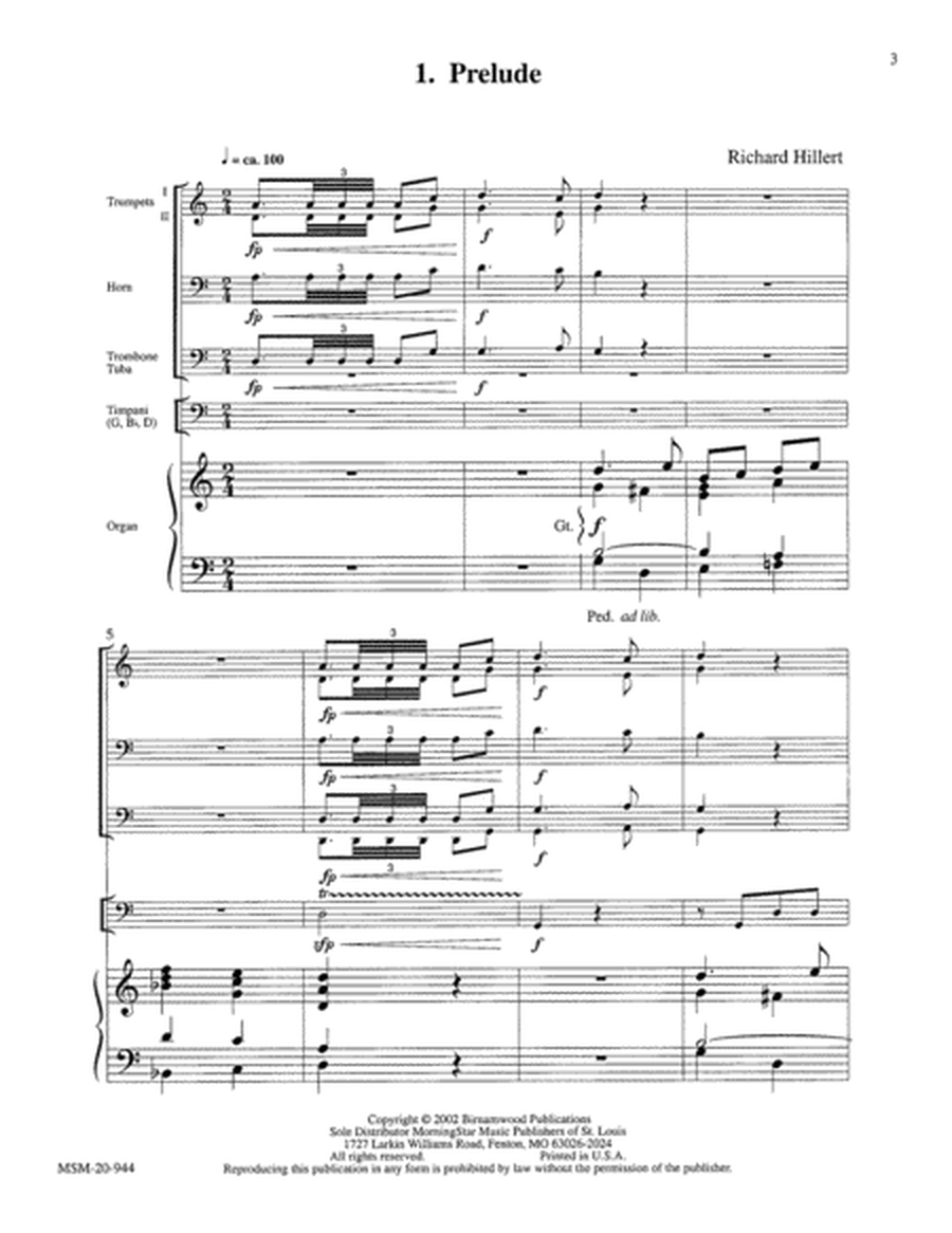 Three Pieces for Brass Quintet, Timpani, and Organ image number null