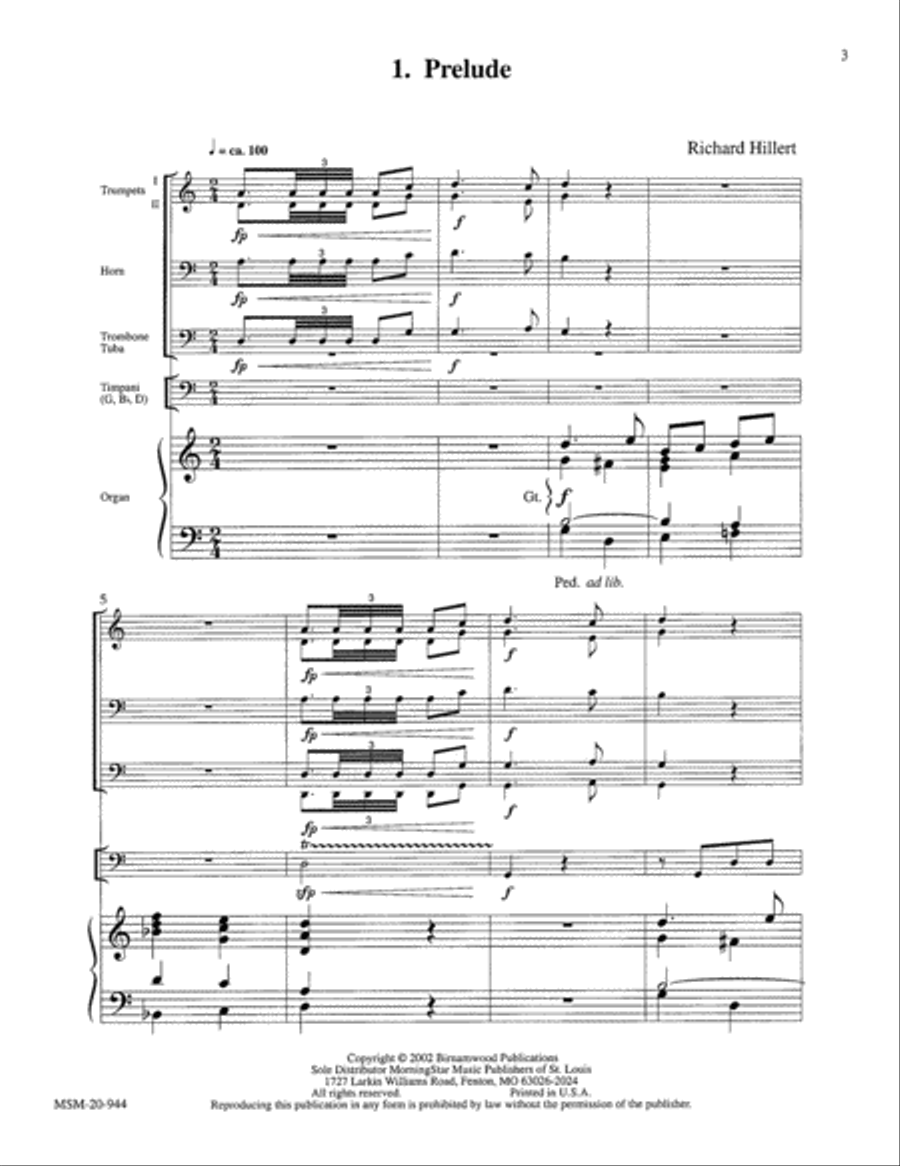 Three Pieces for Brass Quintet, Timpani, and Organ Organ scores gallery preview page 4