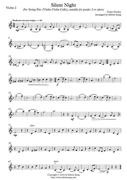 Silent Night (string trio (violin-violin-cello),grades >3,part scores included) image number null