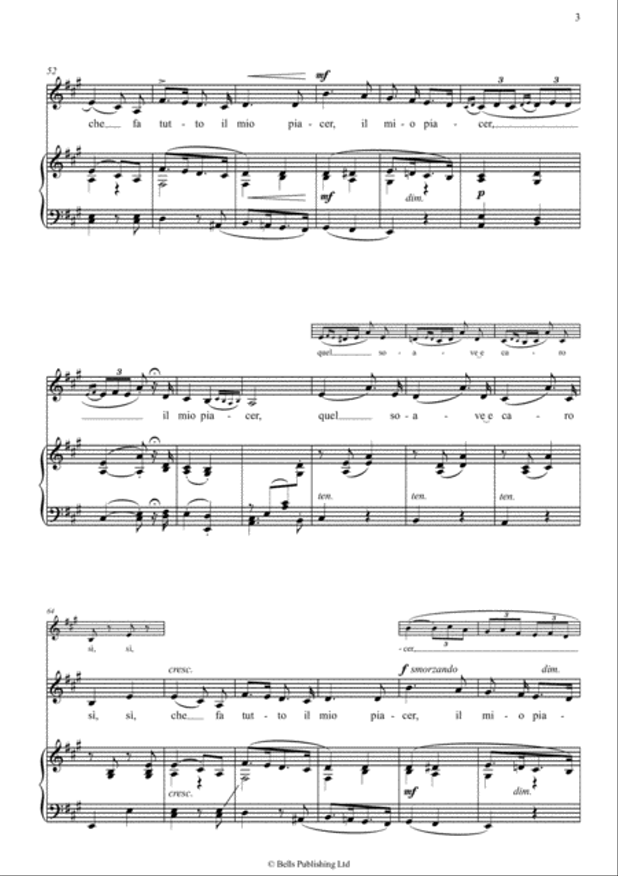 Pur dicesti, o bocca bella (A Major) Voice Solo scores gallery preview page 3