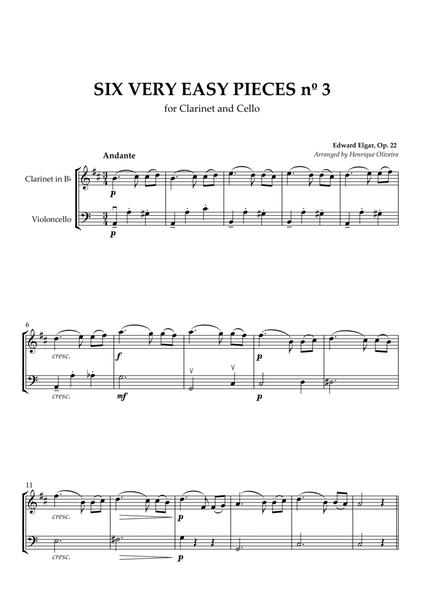 Six Very Easy Pieces nº 3 (Andante) - Clarinet and Cello image number null