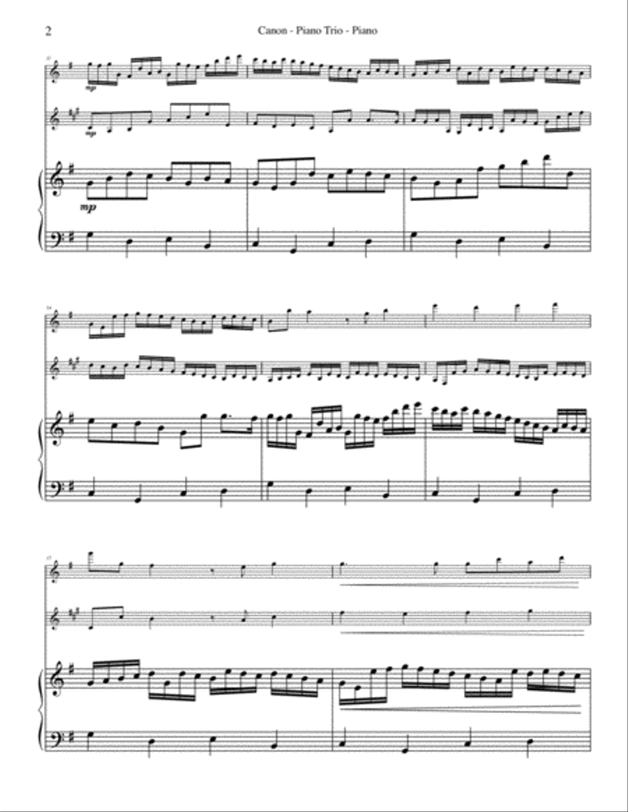 Pachelbel's Canon for Flute, Clarinet & Piano Woodwind Duet scores gallery preview page 2