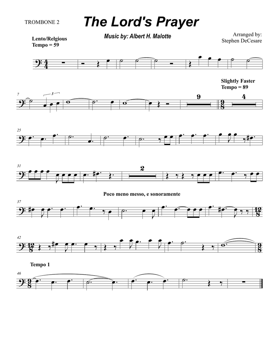 The Lord's Prayer Trombone Duet scores gallery preview page 6