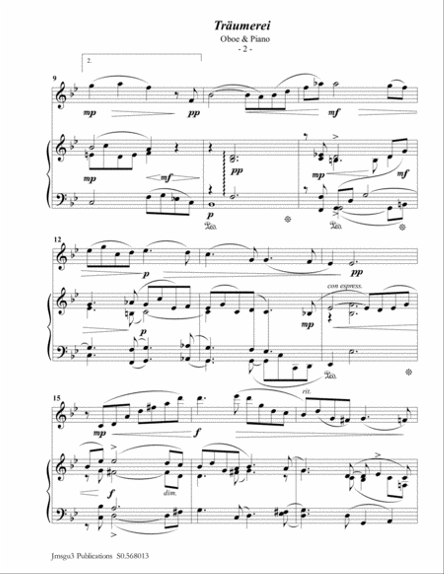Schumann: Träumerei Op. 15 No. 7 for Oboe & Piano Piano scores gallery preview page 2