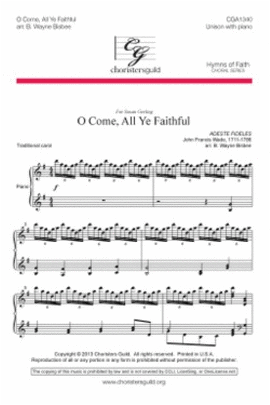 O Come, All Ye Faithful Unison Choir scores gallery preview page 1
