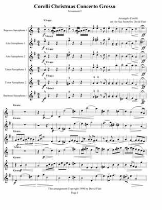Book cover for Sax Choir - Corelli Xmas Concerto Grosso - Movement I