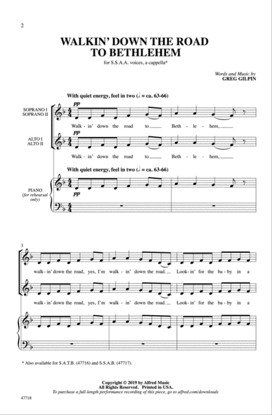 Walkin' Down the Road to Bethlehem Choir scores gallery preview page 1