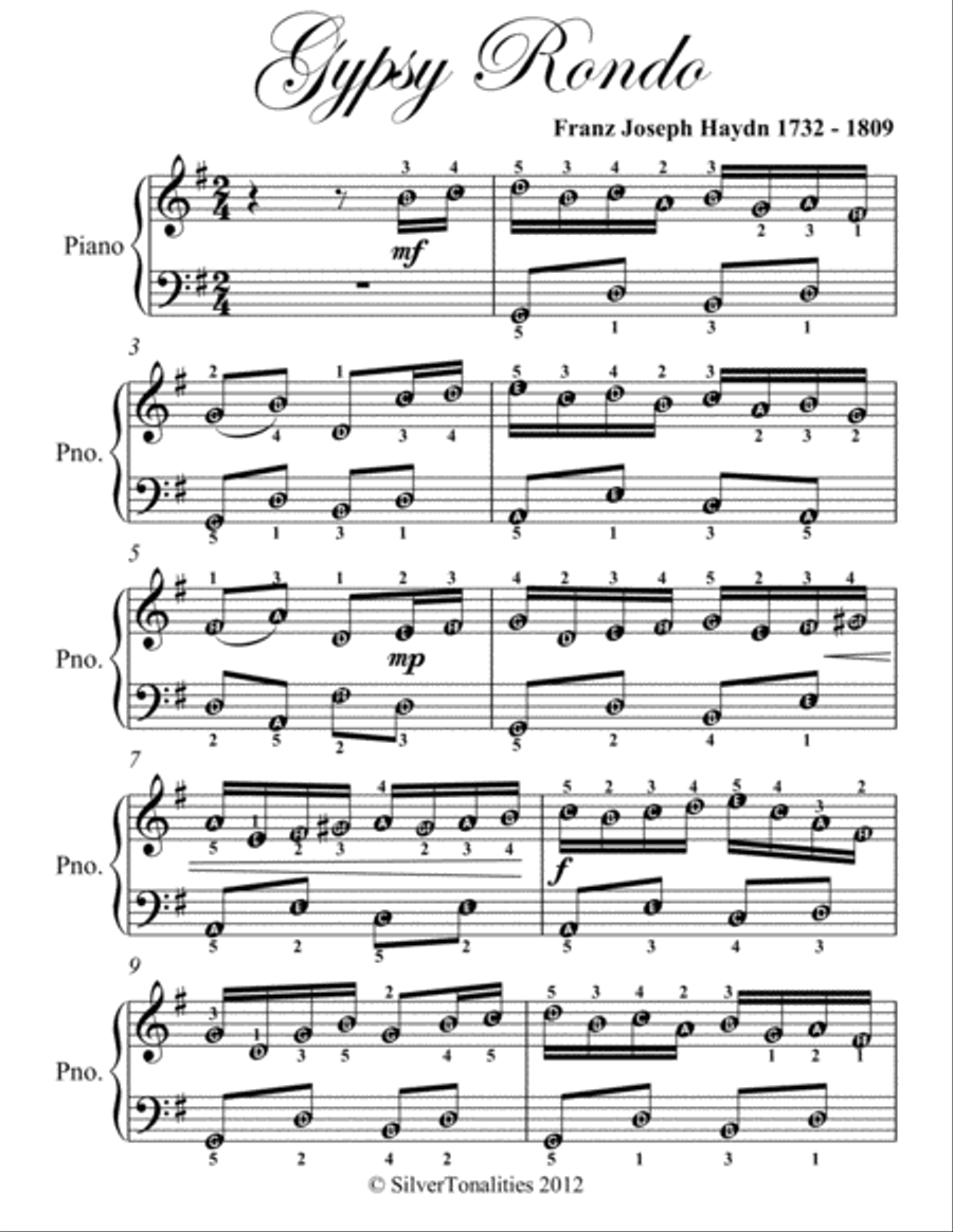 Gypsy Rondo Easy Piano Sheet Music Easy Piano scores gallery preview page 2