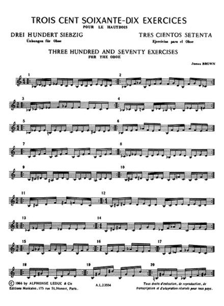 Three Hundred And Seventy Exercices For The Oboe