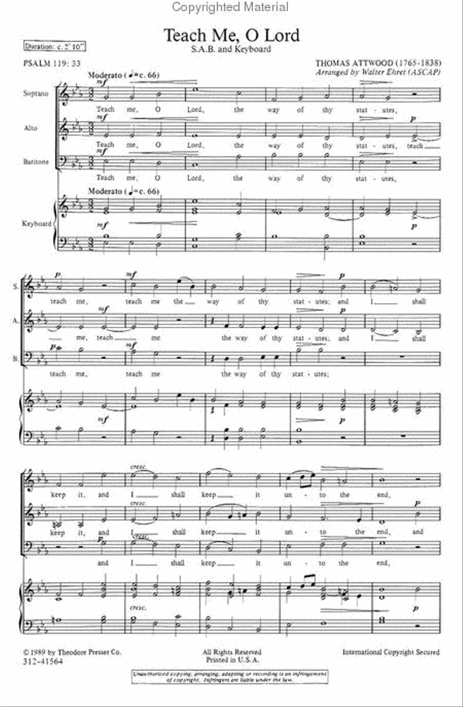 Teach Me, O Lord Teach Me, O Lord 3-Part scores gallery preview page 2