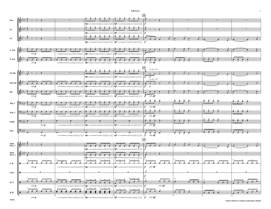 When Johnny Comes Marching Home Marching Band scores gallery preview page 3