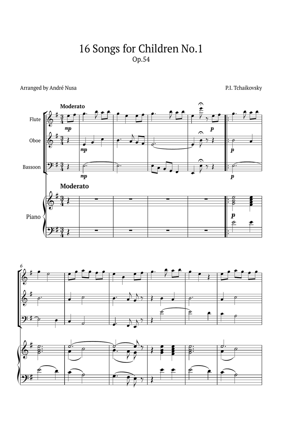 16 song for children No.1 Op.54 Small Ensemble scores gallery preview page 1