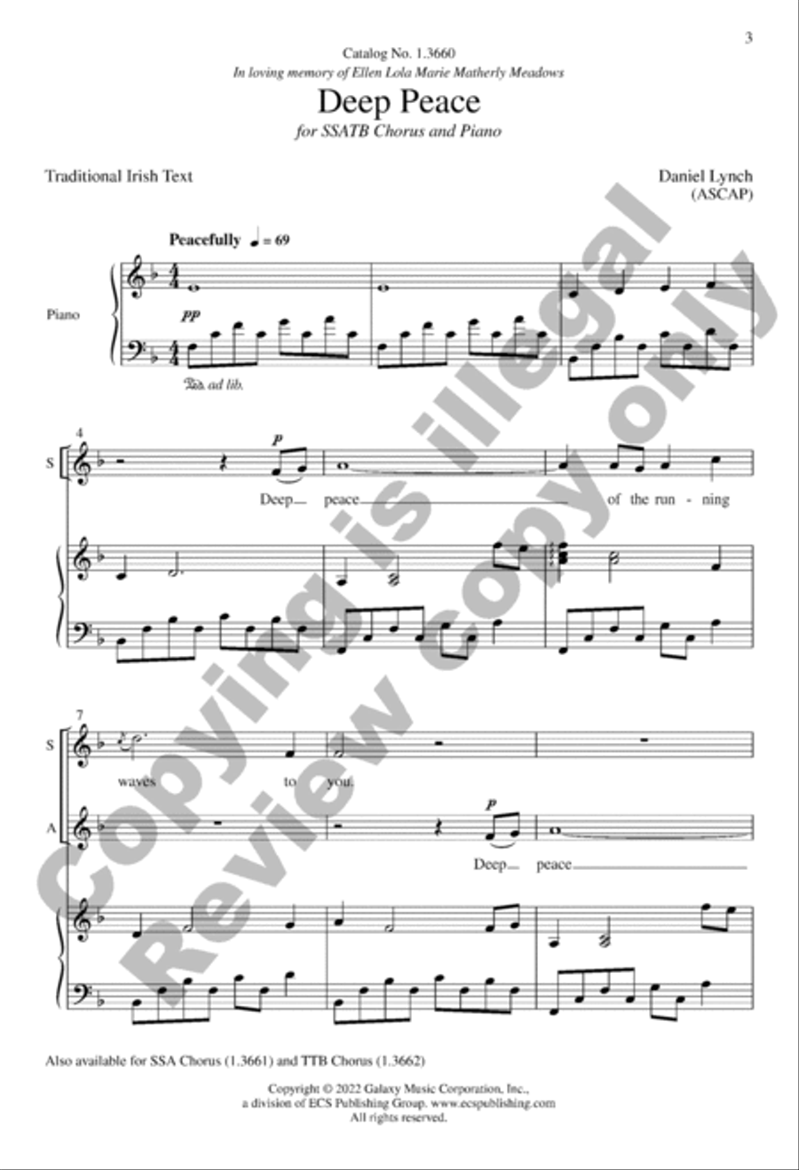 Deep Peace SSATB scores gallery preview page 2