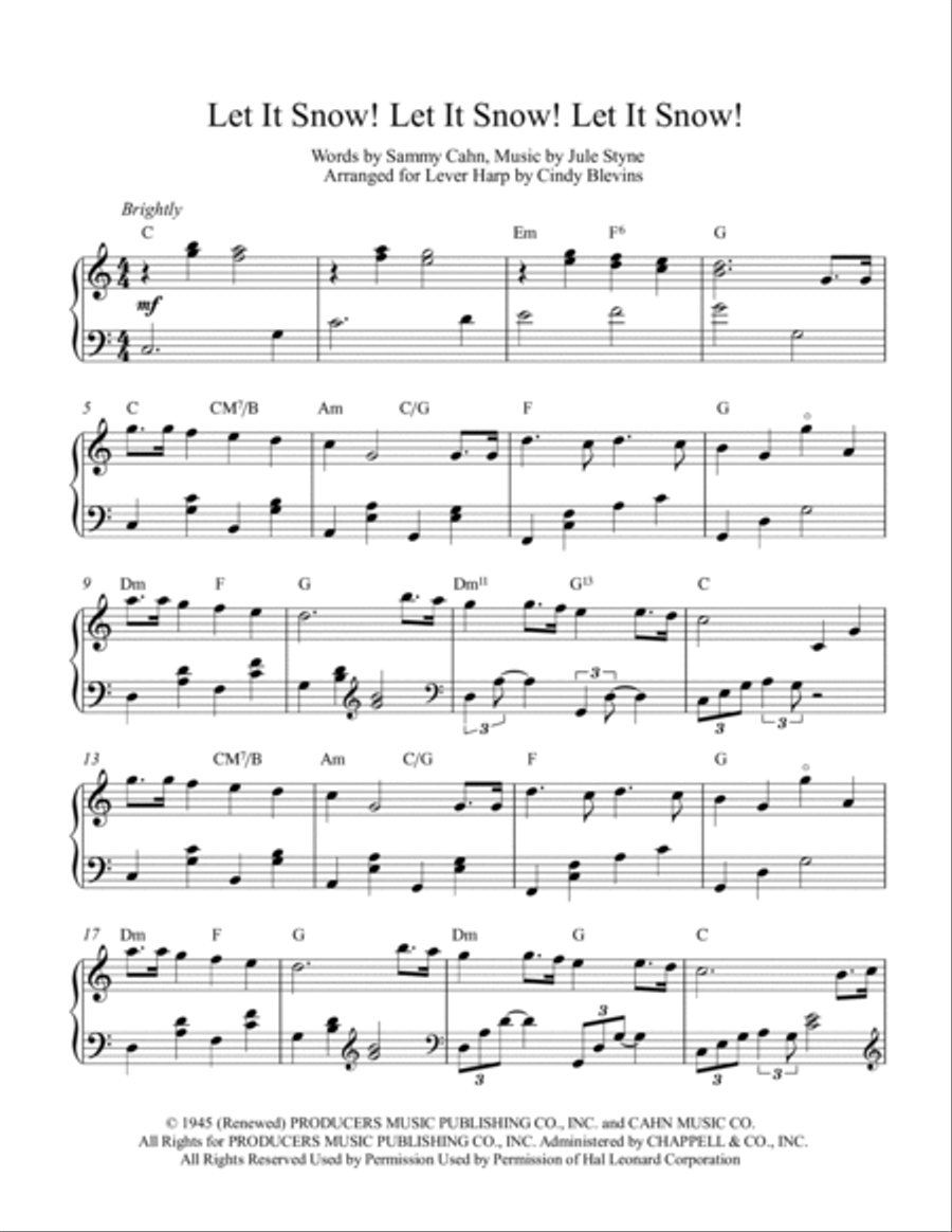 Let It Snow! Let It Snow! Let It Snow! Harp scores gallery preview page 2
