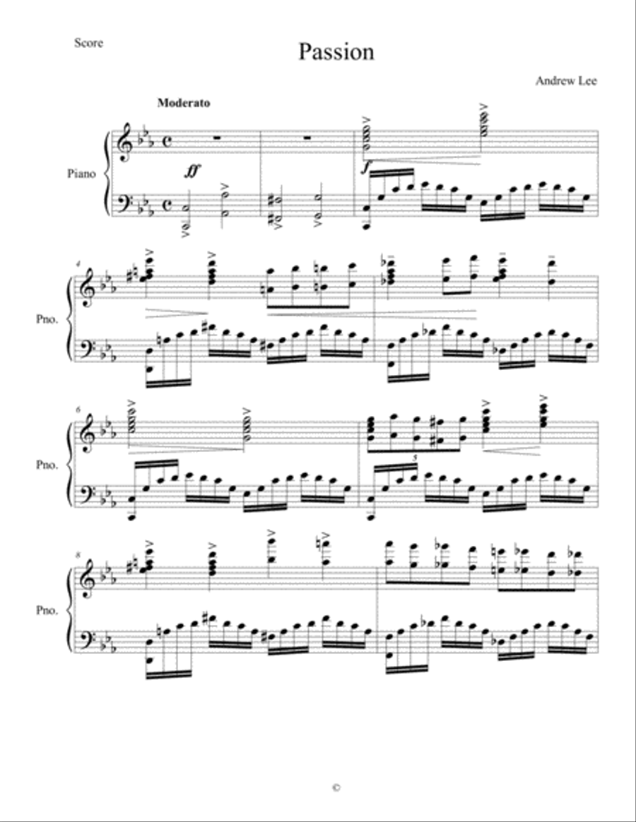 Passion (Andrew Lee) Passion (Andrew Lee) Piano Solo scores gallery preview page 1
