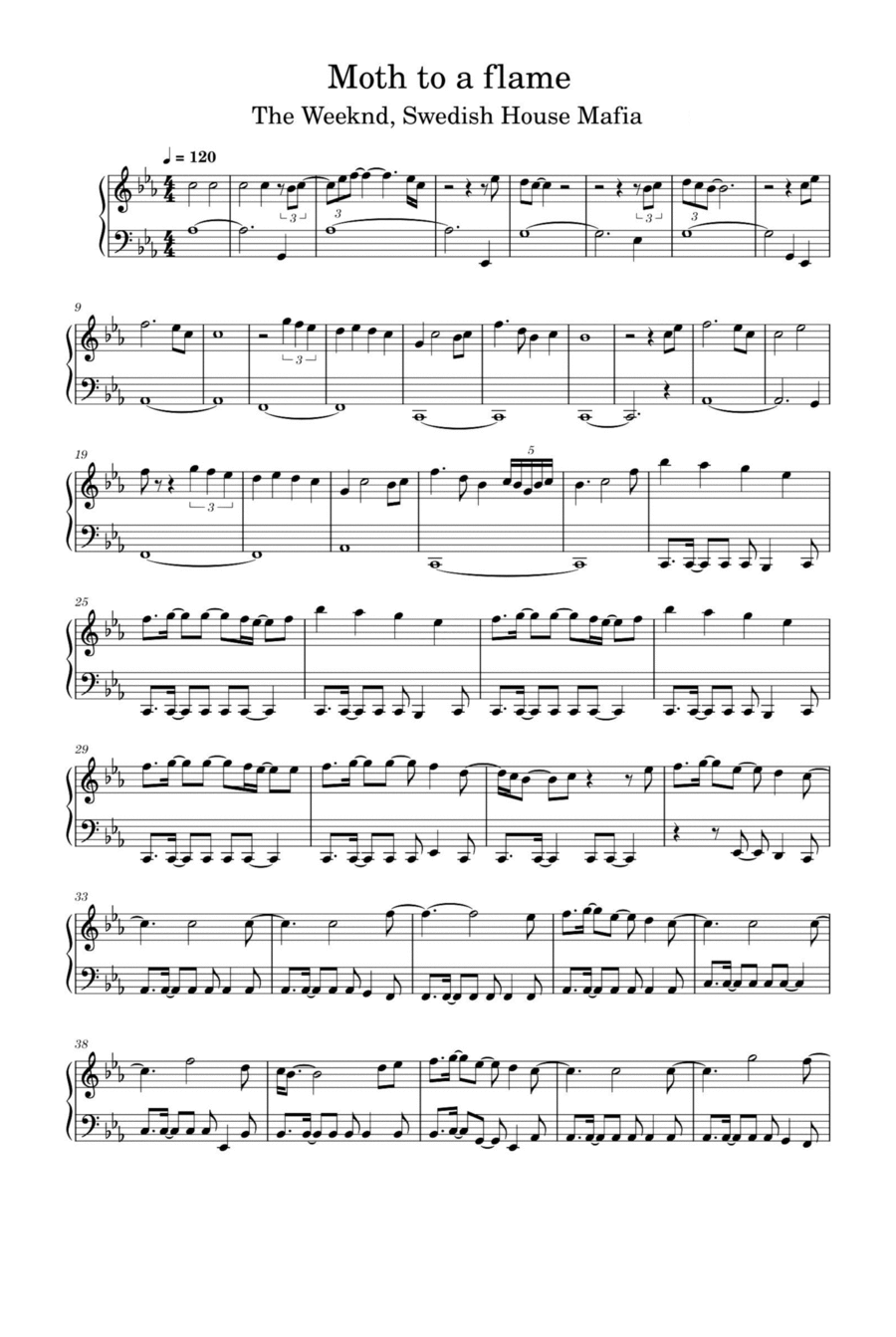Moth To A Flame Piano Solo scores gallery preview page 1