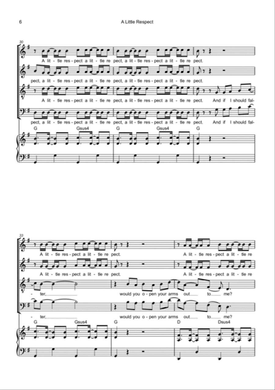 A Little Respect 4-Part scores gallery preview page 6