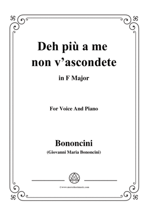 Book cover for Bononcini,G.M.-Deh più a me non v'ascondete,in F Major,for Voice and Piano